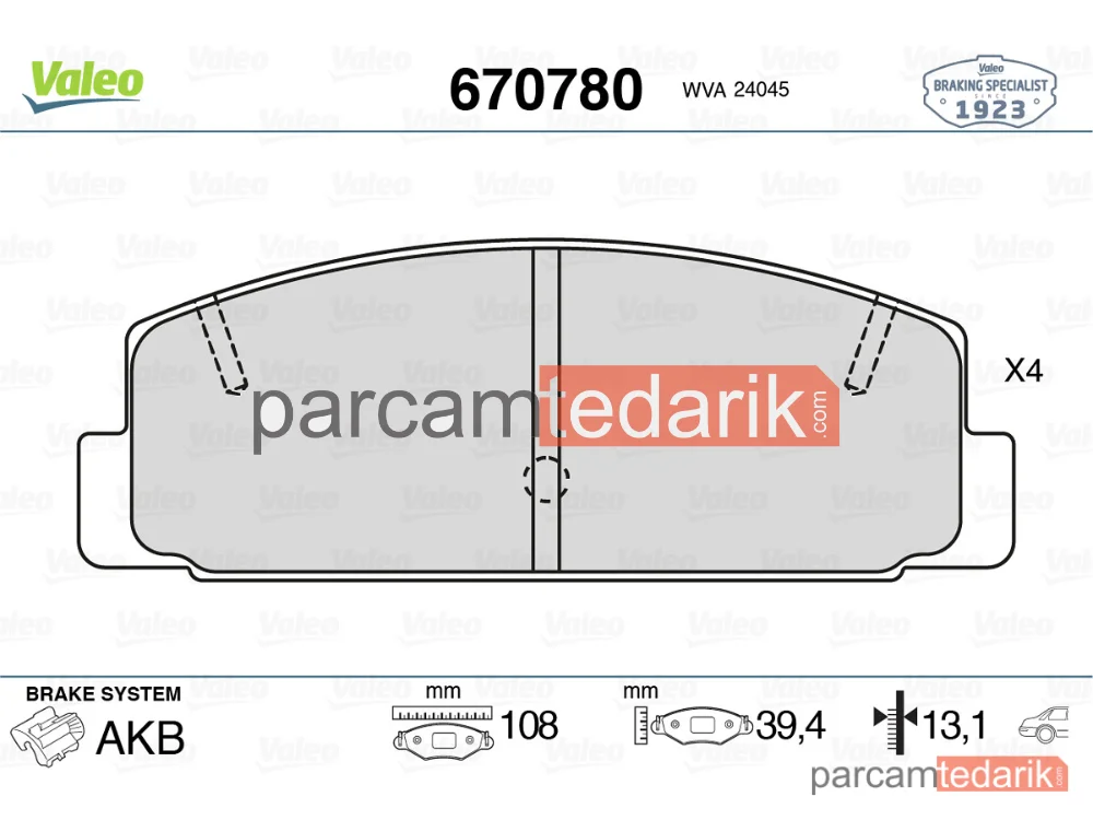 670780 | Fren Balatası (Arka) — Mazda 6, Mazda 323 F VI, Mazda 323 S VI
